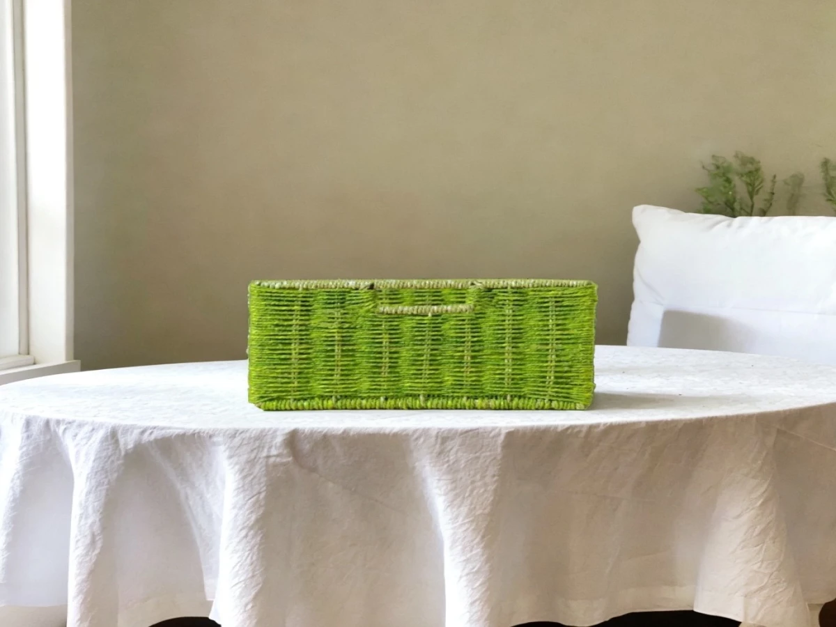 Green Seagrass basket on a table